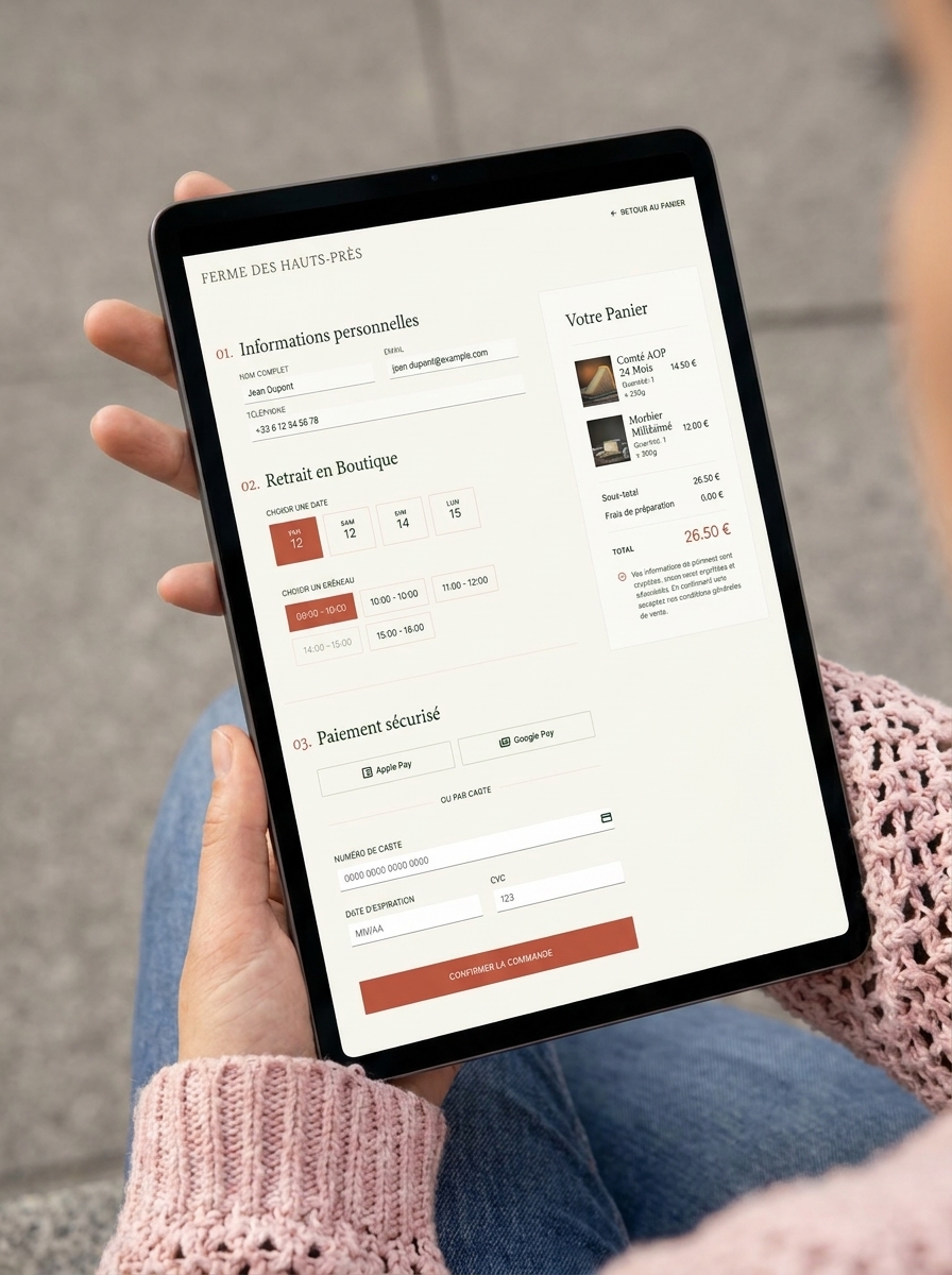 Commande en ligne — Tunnel d'achat fromages